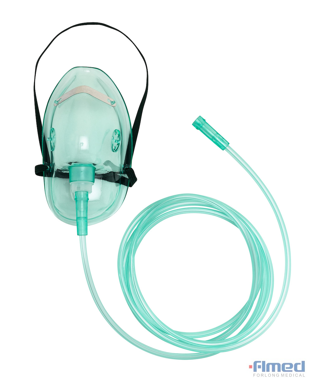 Máscara médica de oxígeno para adultos con tubo de 2,1 m.