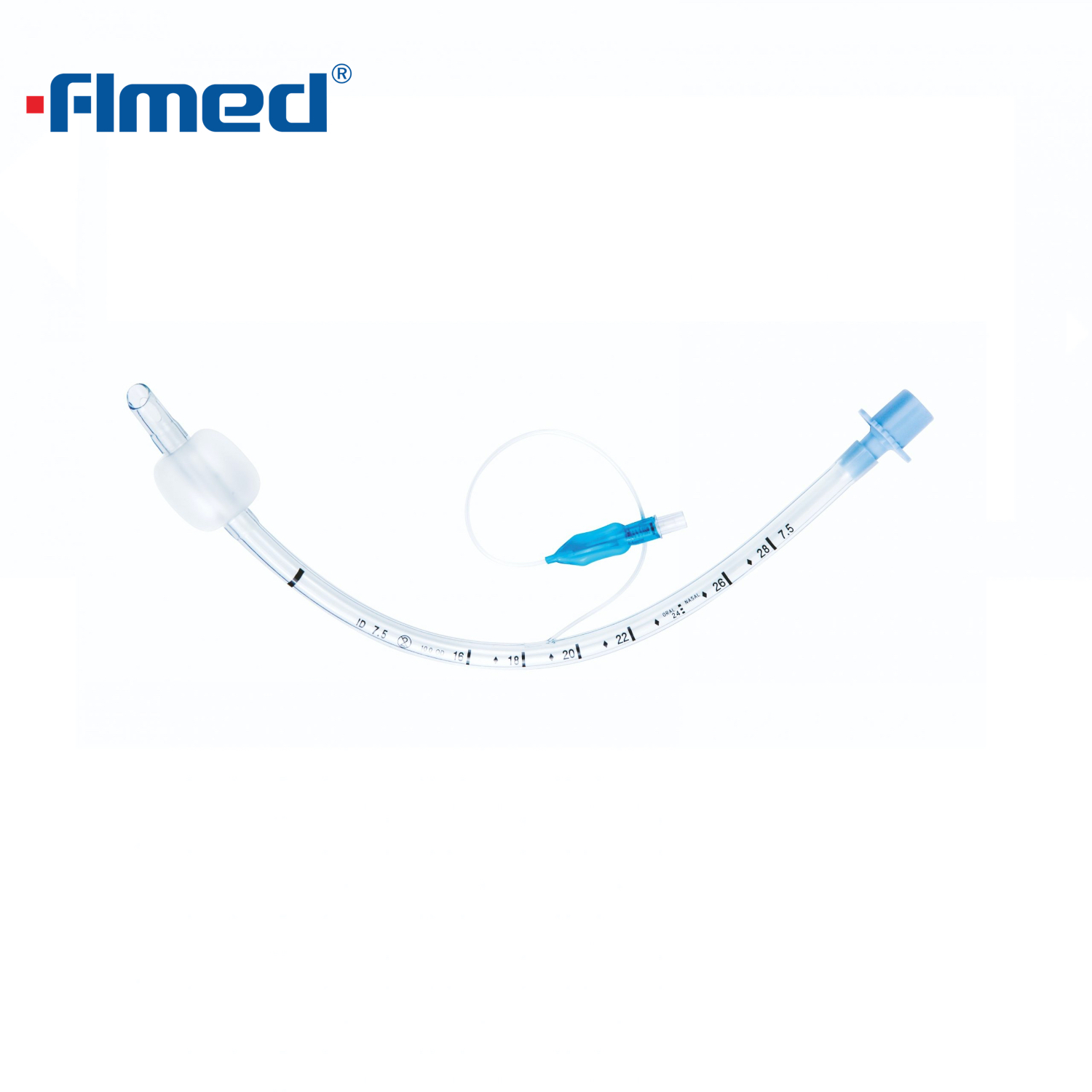 Tubo endotraqueal, manguito de sello suave, oral/nasal, PVC siliconizado, ID de 7.0 mm, 9.6 mm OD, 30 mm de brazalete
