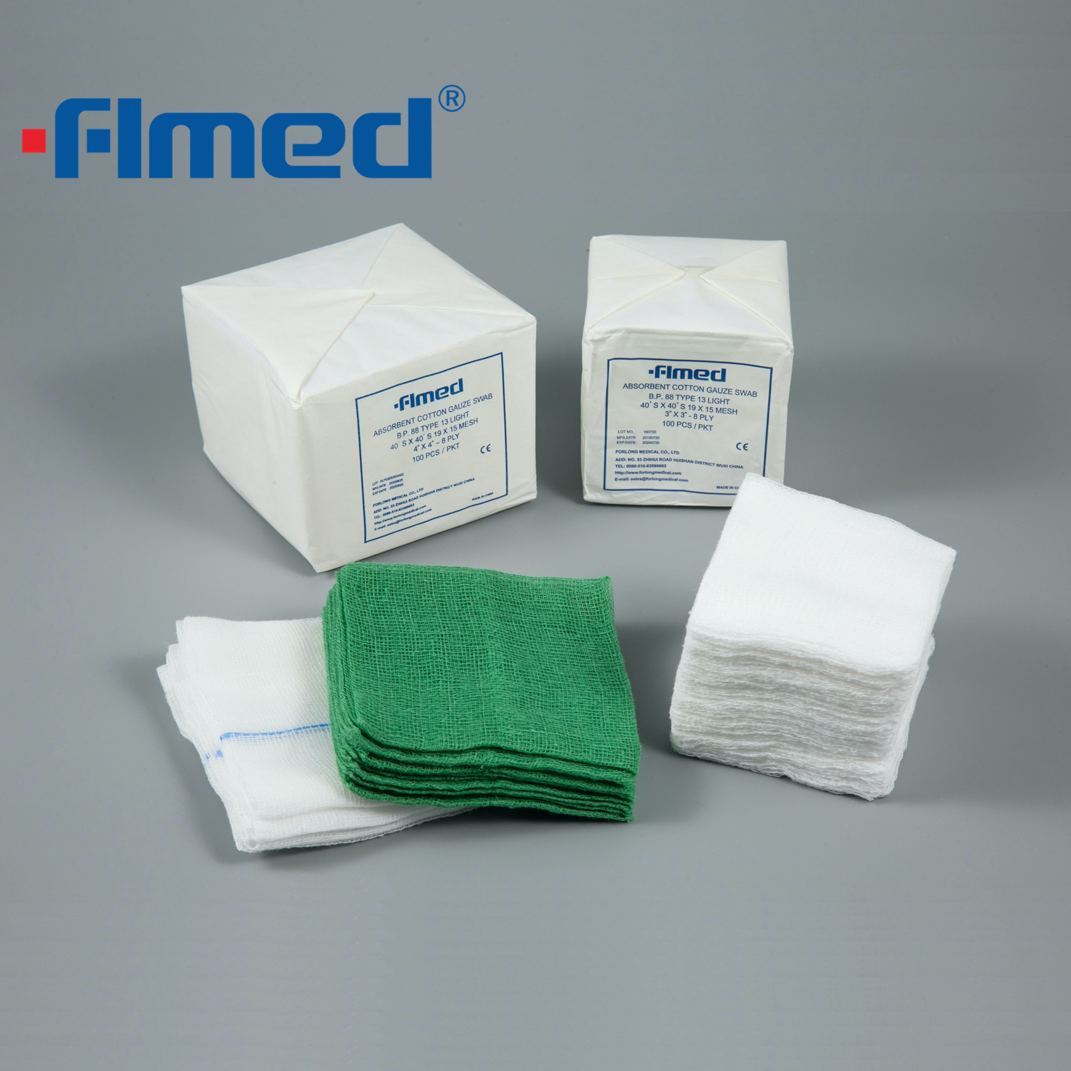 SwaBs de gasa blanca no estéril detectable quirúrgicamente limpio100 por paquete